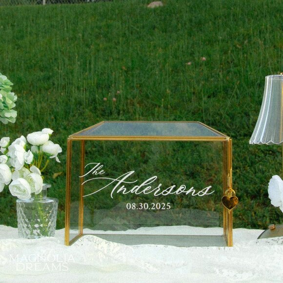 Wedding Card Box, Card Box for Wedding Table, Personalized Glass Card Box - Picture 1 of 12